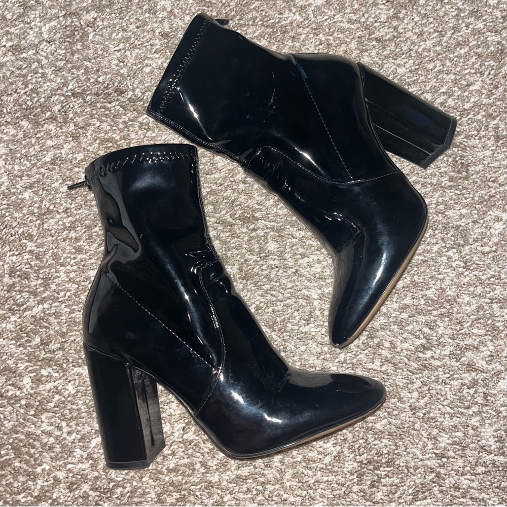 Aldo Black Patent Heeled Booties